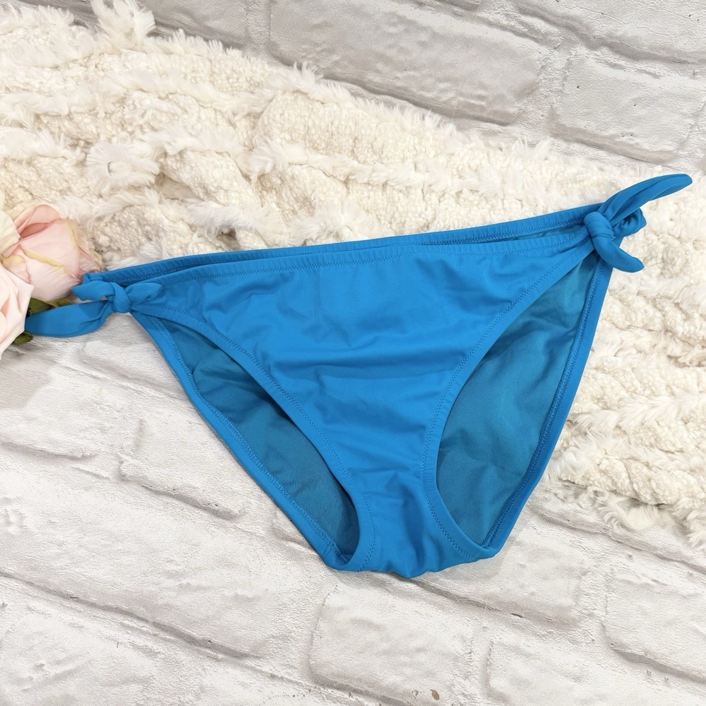 Victoria's Secret High Cut Swim Bottoms Knockout Bikini Tie Sides Blue Teal Sz L